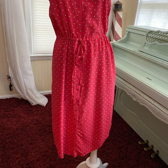 Fossil Silk Sleveeless Tie-Waist Button Down Dress - Picture 5 of 14